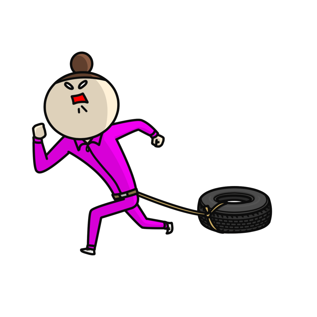 負荷をかけて運動しているイラスト