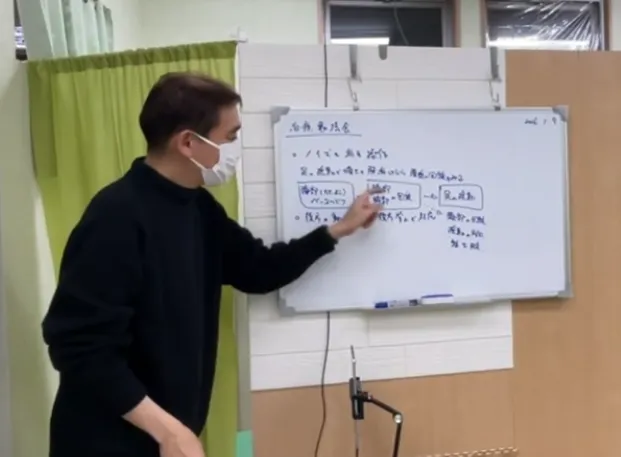 院長が治療勉強会で治療について解説している様子