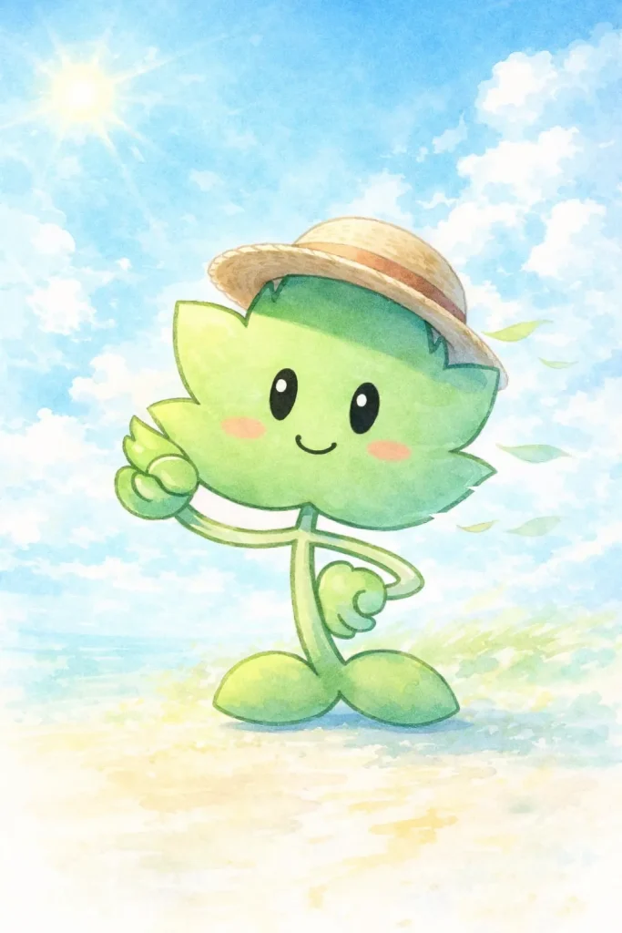 夏に読んで欲しい記事を案内するあしたばちゃん