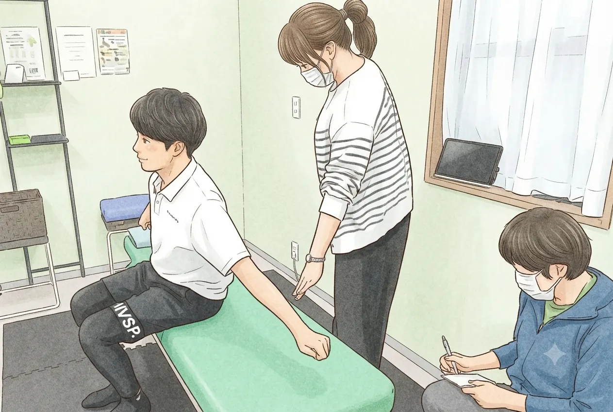 2026年7月10日の勉強会の一コマ。傾いている時は手が落ちる様子のイラスト