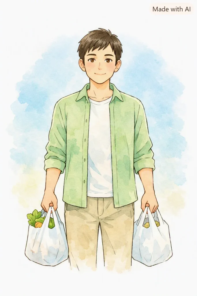 左右バランスよく荷物を持つ正しい持ち方のイラスト